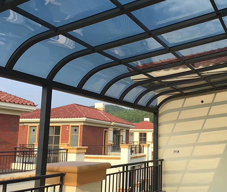 自贡露台铝合金雨棚 阳台遮阳棚 防紫外线聚碳酸酯板阳光棚